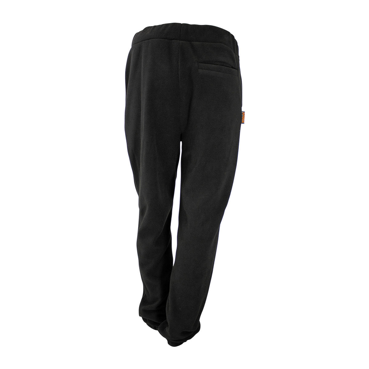 Spika GO men's tracksuit pants in Black, back view with rear zip pocket and leather tab