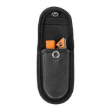Spika Command folding scalpel stored in its open black nylon belt pouch with flap lifted