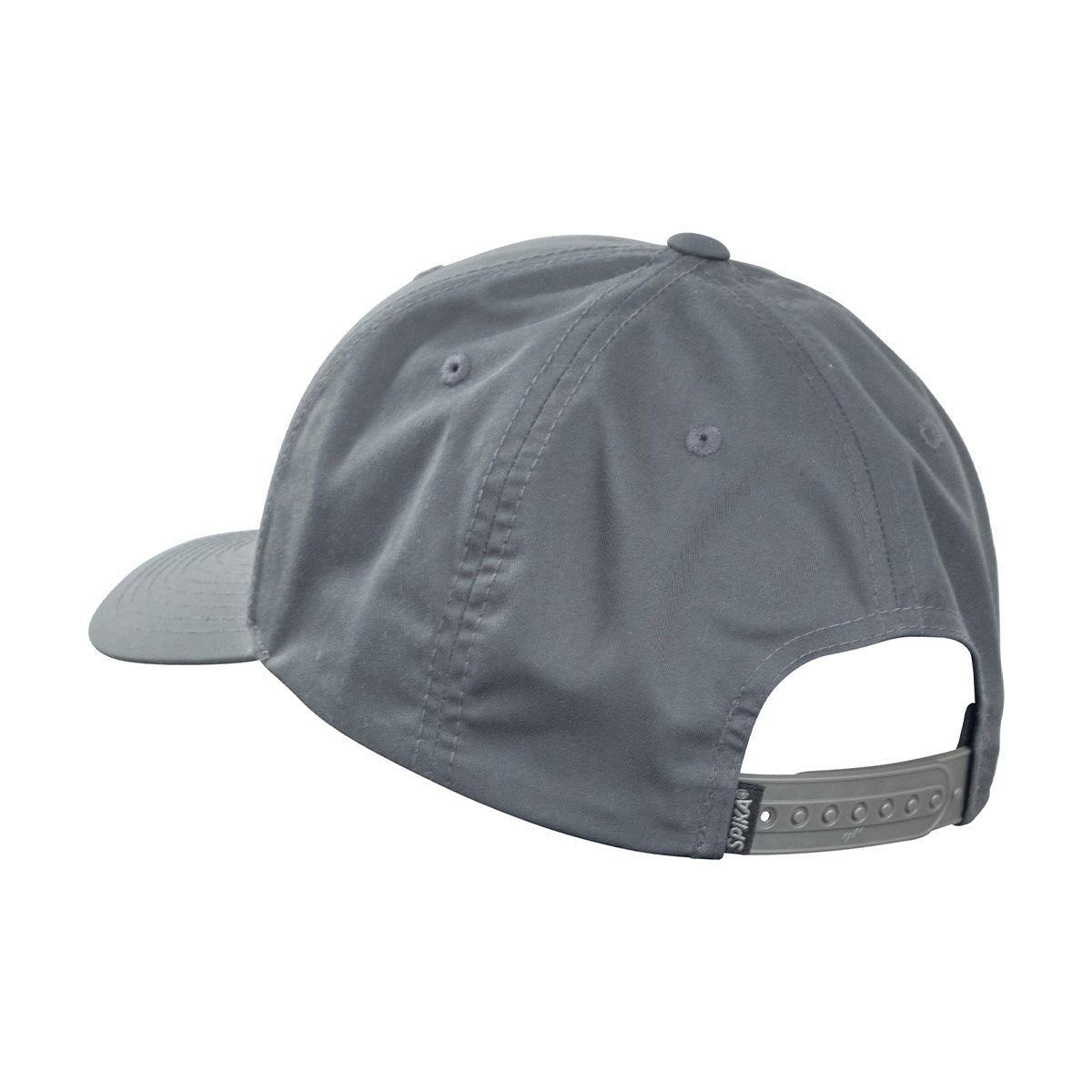 Spika GO Advance recycled Flexfit cap in Charcoal, rear view with adjustable strap closure