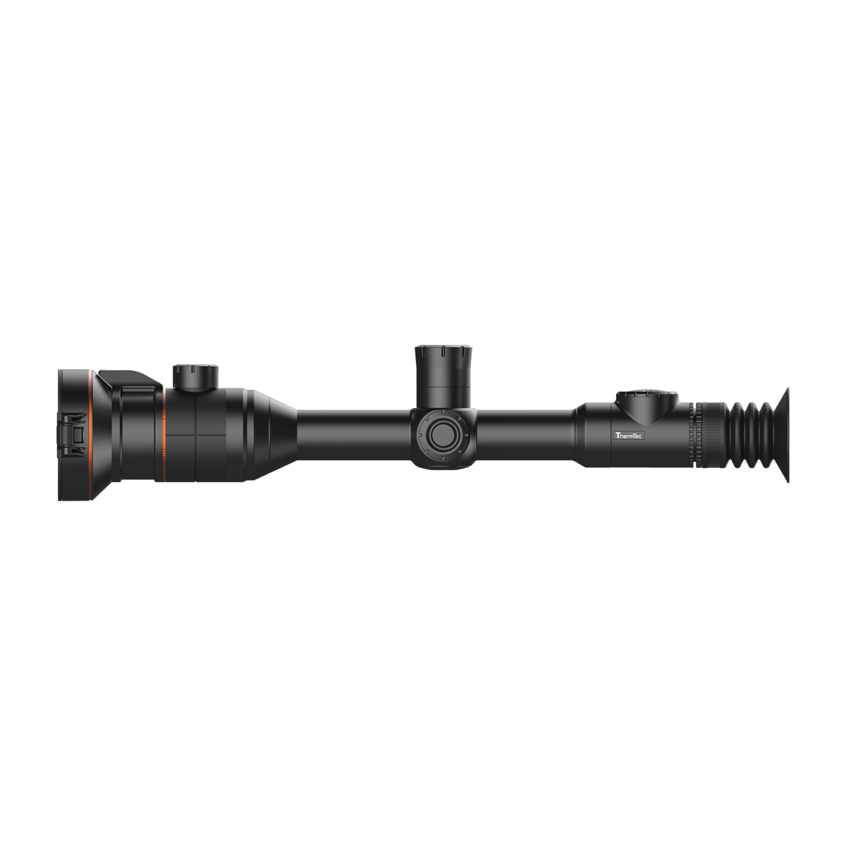ThermTec Ares 360 2.0 thermal tube scope in black, right side profile with turrets and eyepiece