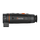 ThermTec Wild 335L thermal monocular, side profile showing ThermTec logo and laser rangefinder module
