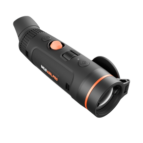 ThermTec Wild 635L Pro thermal monocular, front three-quarter view with lens cap open and model badge