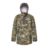 Spika Buckland men's Biarri Camo hunting smock, front view showing the grey storm flap and cuff tabs