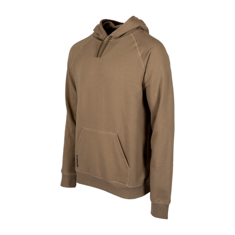 Spika GO Deer Camp men's bone hoodie, three-quarter view with raglan sleeves and kangaroo pocket