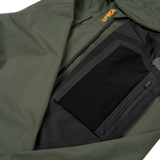 Spika Scout men's jacket in Olive, opened to show black interior lining and inner zip pocket