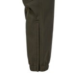 Spika Reign women's pants in Olive Summit, close-up of the side ankle zip closed