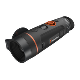 ThermTec Wild 335 thermal monocular, front three-quarter view of open lens and ThermTec logo side