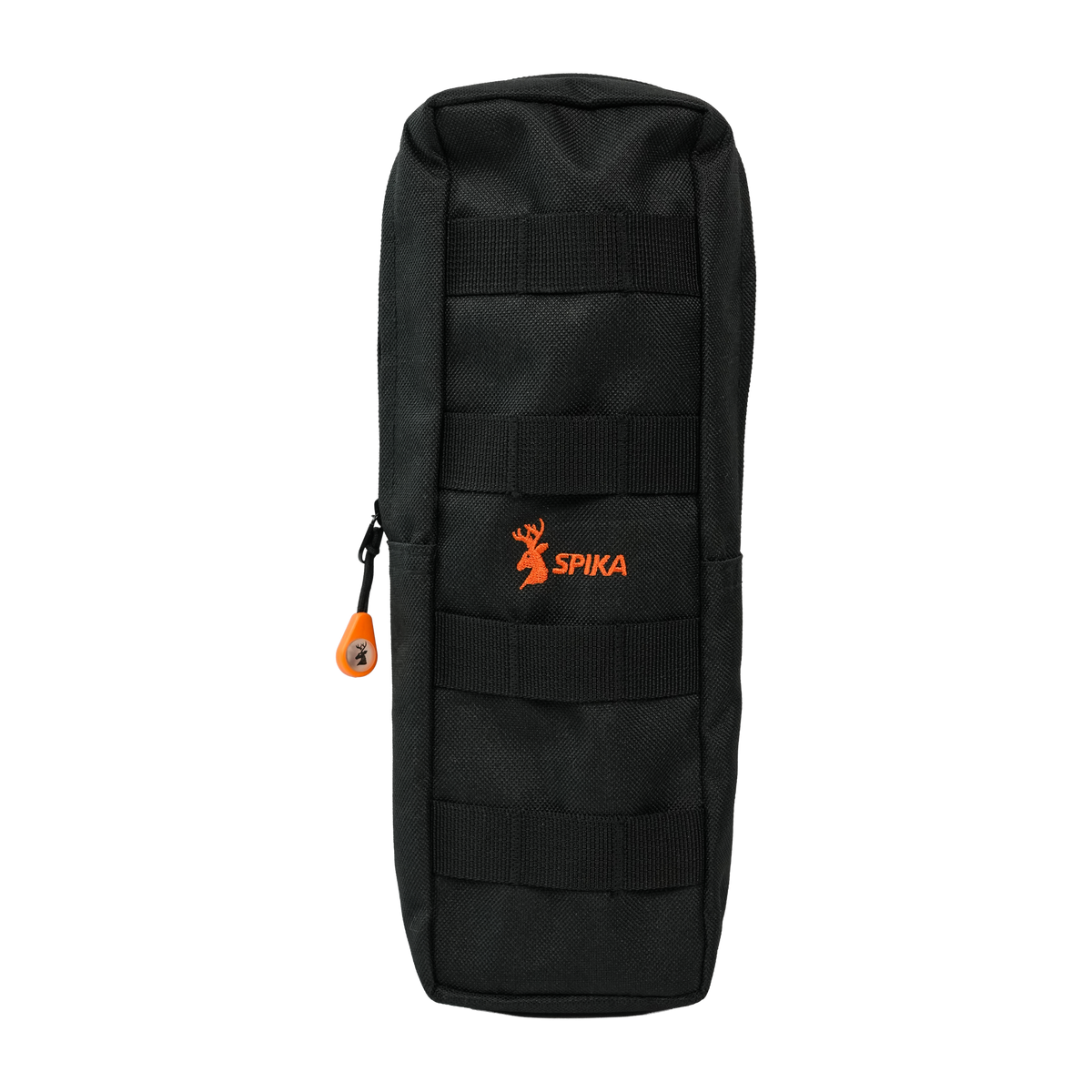 Black Spika MOLLE-style carry pouch with orange Spika logo, included with the Velocity Carbon Bipod 5-18in