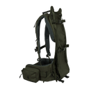 Spika Drover II Hauler Frame only in Olive Summit, side view showing harness, frame and hip belt pocket