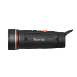 ThermTec Wild 650L Pro thermal monocular, side profile showing the ThermTec logo and long eyecup