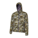 Spika Chase men's Biarri Camo puffer jacket, three-quarter view of the hood and quilting