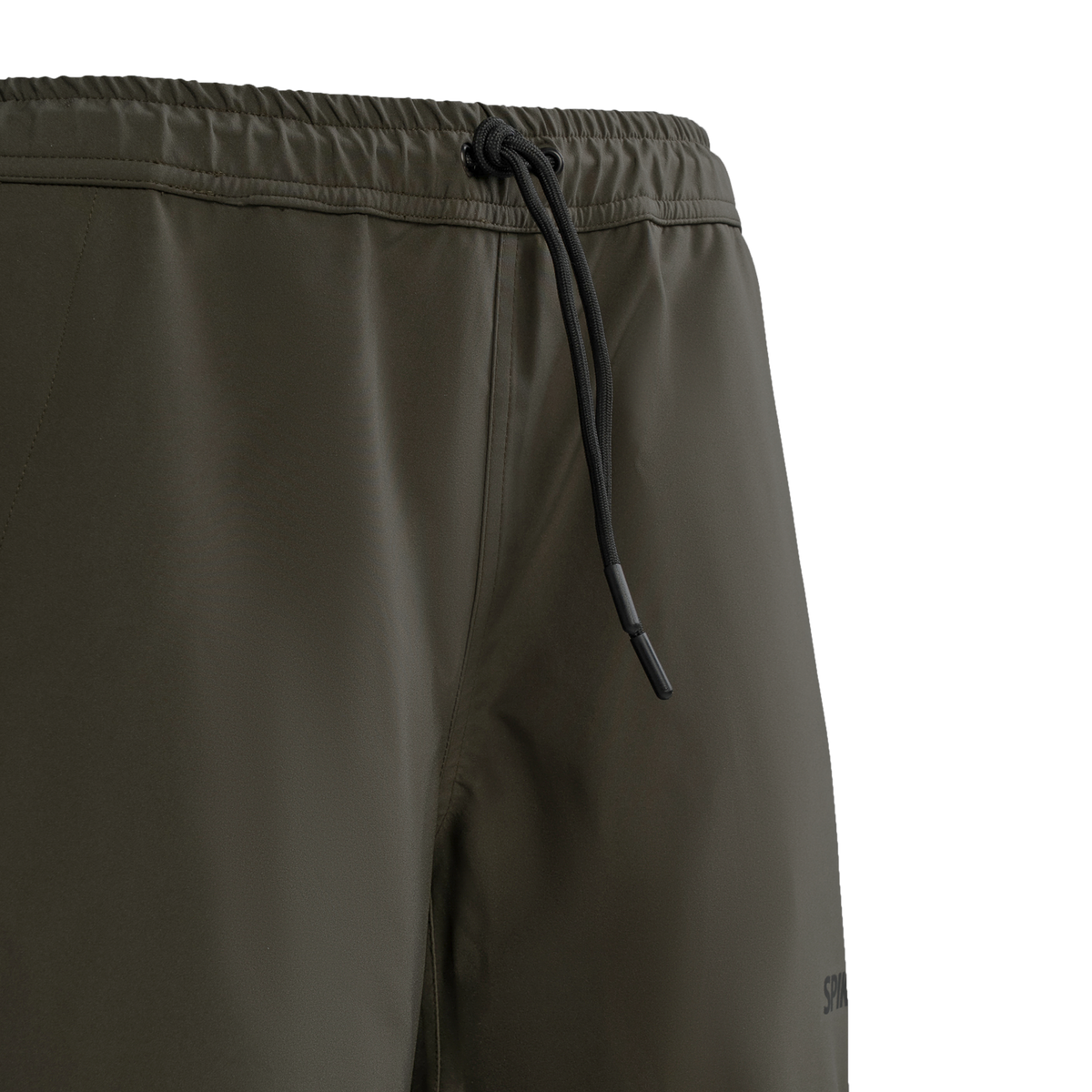 Spika Reign women's pants in Olive Summit, close-up of the elastic waist and black drawcord