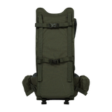 Spika Drover II Hauler frame in Olive Summit, front load face with compression straps, pack removed