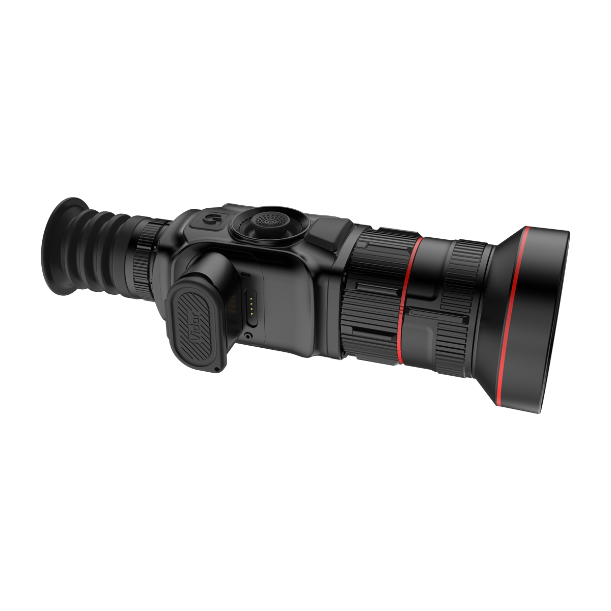 ThermTec Vidar 660 2.0 thermal compact scope, three-quarter view with the objective focus barrel extended