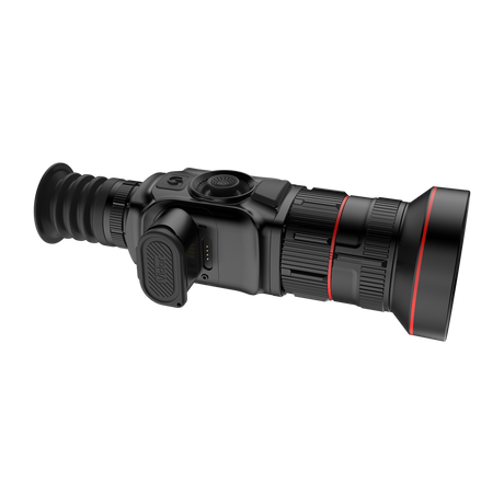 ThermTec Vidar 660 2.0 thermal compact scope, three-quarter view with the objective focus barrel extended