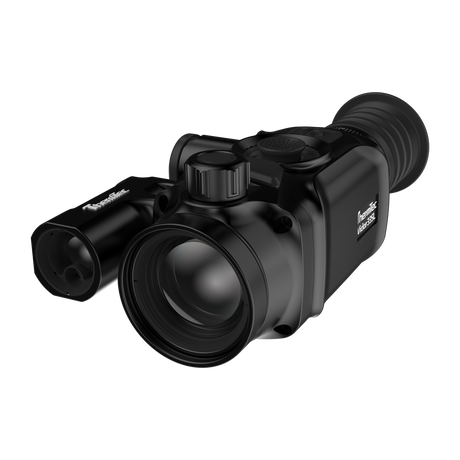 ThermTec Vidar-LRF 335L 2.0 thermal compact scope, low front view of objective lens and rangefinder