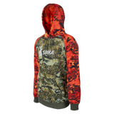 Spika GO Classic men's Biarri Blaze hoodie, three-quarter view showing hood and raglan sleeves