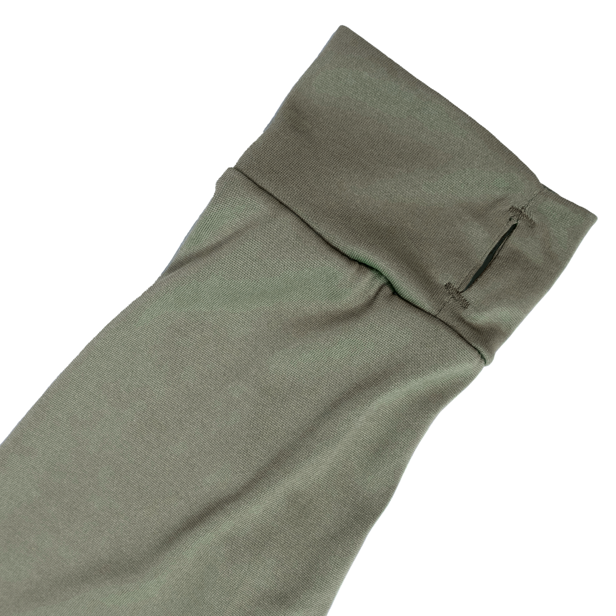 Spika Bandit youth Moss Green hoodie close-up of the folded sleeve cuff with thumb hole