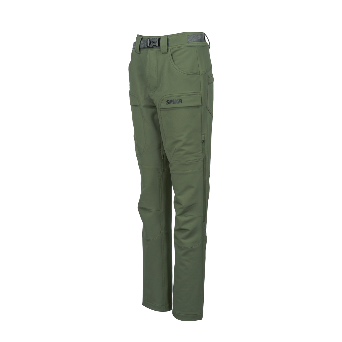 Spika Recon women's hunting pants in Ivy Green, three-quarter view with Spika cargo pocket