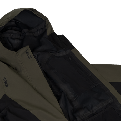 Spika Reign women's jacket in Olive Summit/Black opened to show the black inner lining