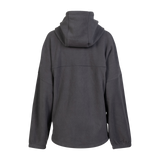 Spika Motion women's fleece hooded jumper in Onyx, back view with hood and yoke seam