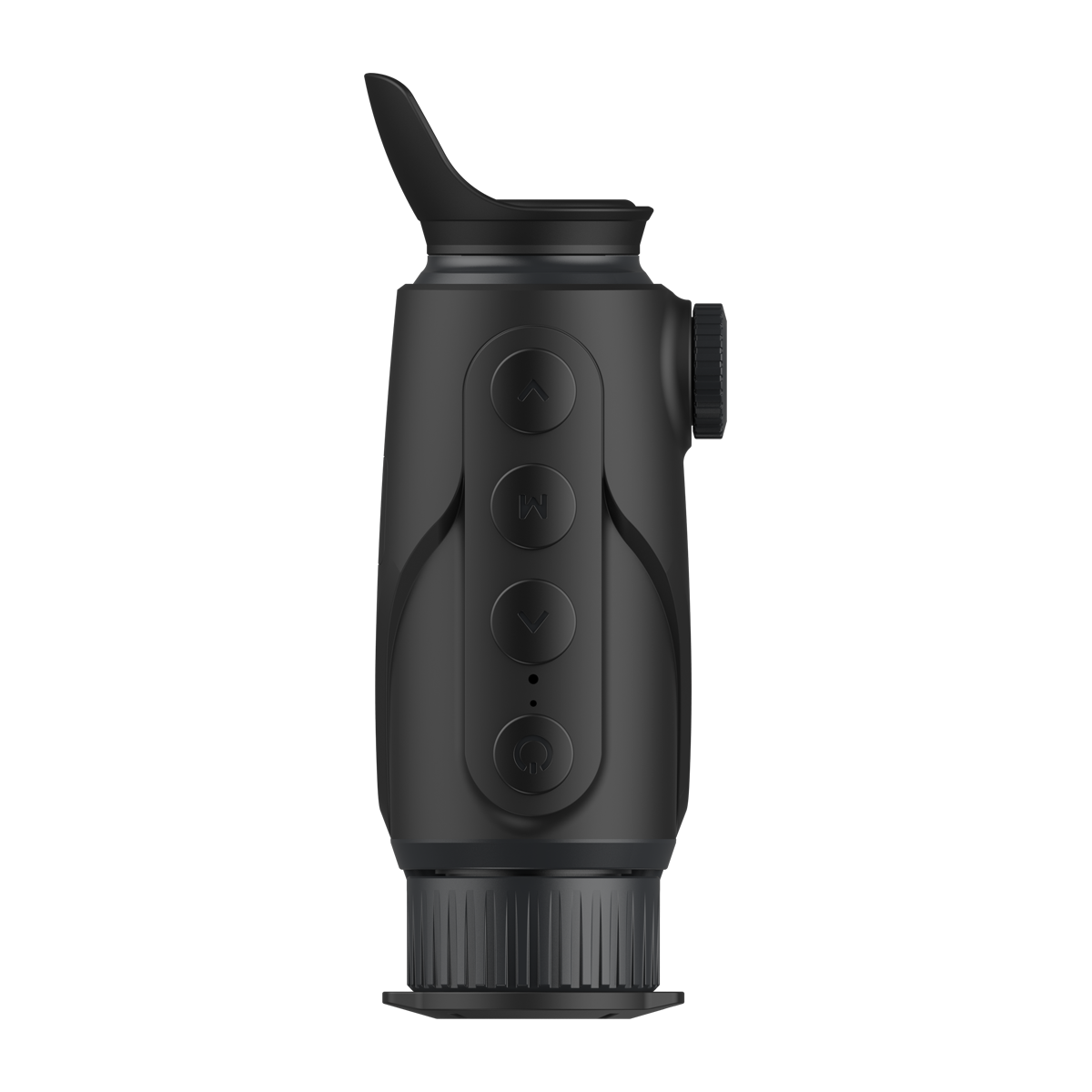 ThermTec Cyclone 315 thermal monocular, top-down view of four control buttons and eyecup