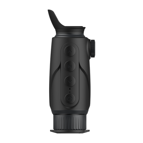 ThermTec Cyclone 315 thermal monocular, top-down view of four control buttons and eyecup