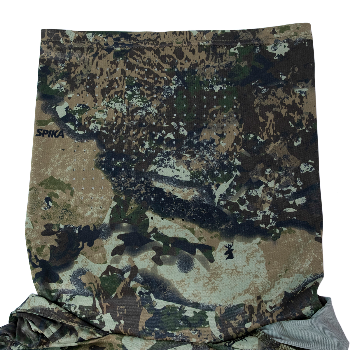 Spika Bandit women's hoodie close-up of the perforated Biarri Camo face mask built into the hood