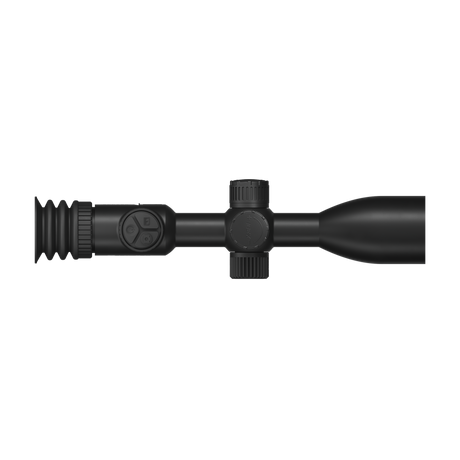 ThermTec IBEX 335L thermal tube scope in black, side profile of eyepiece, control dial and turret