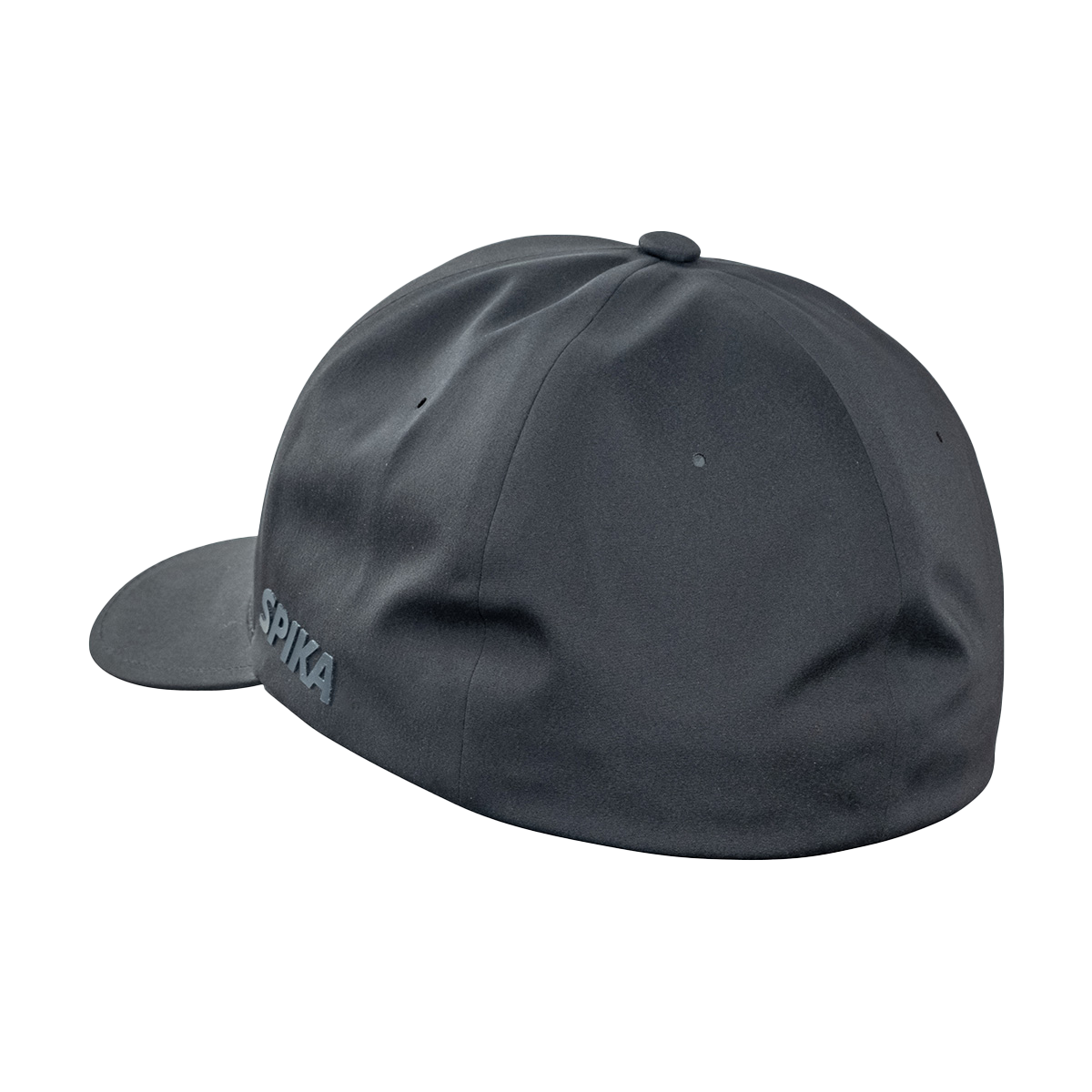 Spika GO Advance Flexfit Delta cap in Black, rear view with Spika lettering on the side