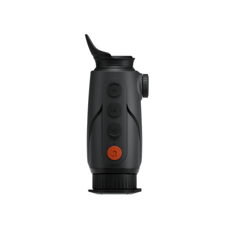 ThermTec Cyclone 625 thermal monocular, top-down view of control buttons and eyecup