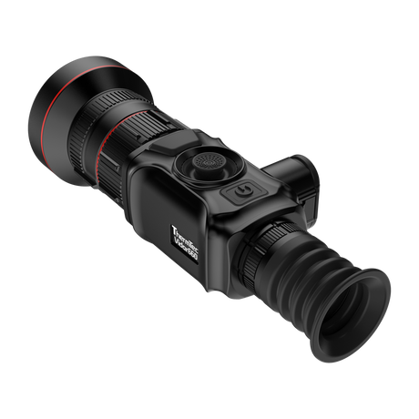 ThermTec Vidar 660 2.0 thermal compact scope, rear three-quarter view of eyecup and Vidar 660 branding
