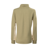 Spika GO AVP women's half-zip top in olive, back view showing cream side panels and ribbed cuffs