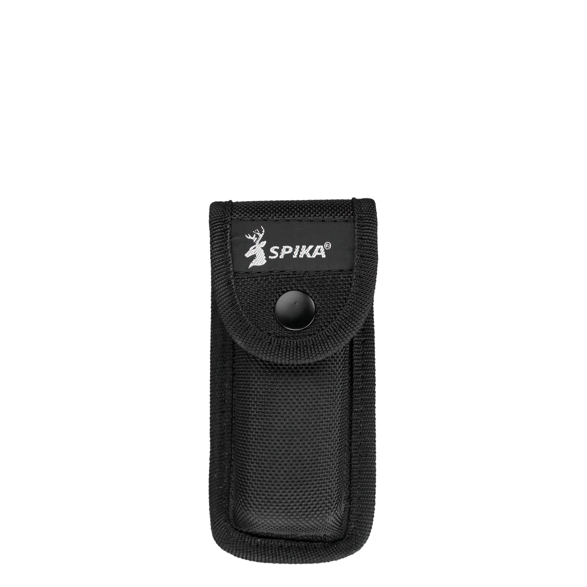 Spika Bushmaster Raider black nylon belt pouch closed, with press-stud flap and white Spika logo