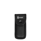 Spika Bushmaster Raider black nylon belt pouch closed, with press-stud flap and white Spika logo
