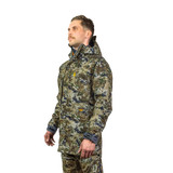 Man modelling the Spika Stalker men's hunting jacket in Biarri Camo, three-quarter front view