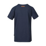 Spika GO Rogue kids' T-shirt in navy, back view with small orange SPIKA logo below the neck