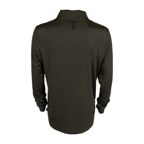 Spika Enduro men's athletic quarter-zip top, back view in a plain dark colourway