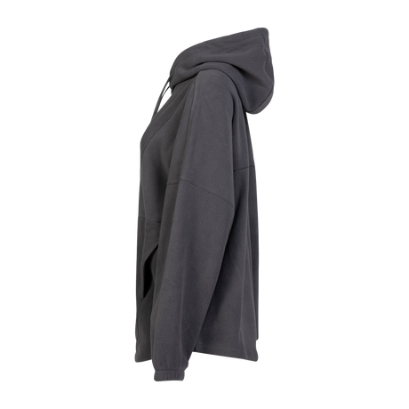 Spika Motion women's fleece hooded jumper in Onyx, side profile view showing the hood