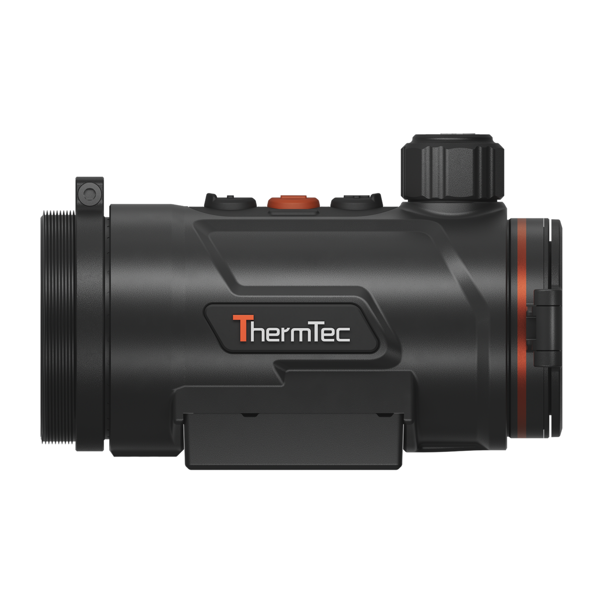 ThermTec Hunt Pro 635 thermal clip-on, opposite side profile with ThermTec logo and rail mount