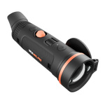 ThermTec Wild 650L Pro thermal monocular, front three-quarter view with lens cap open and model badge