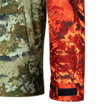 Close-up of the Spika Valley men's jacket Biarri Camo body and Blaze sleeve with velcro cuff tab