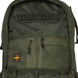 Spika Drover II Pro Pack 25L in Olive Summit, open interior with cartridge loops and mesh zip pockets