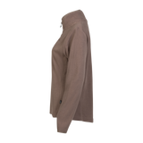 Spika Highland women's fleece jumper in Latte Brown, side profile view with high collar