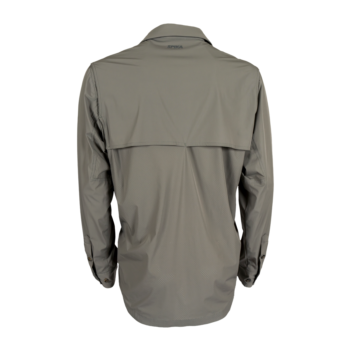 Spika Skipper men's long sleeve shirt in Marine, back view with vented shoulder yoke