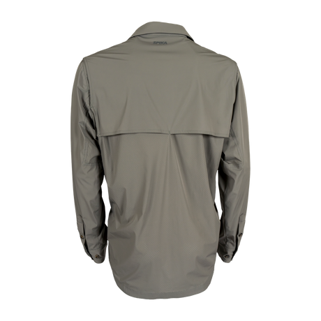 Spika Skipper men's long sleeve shirt in Marine, back view with vented shoulder yoke