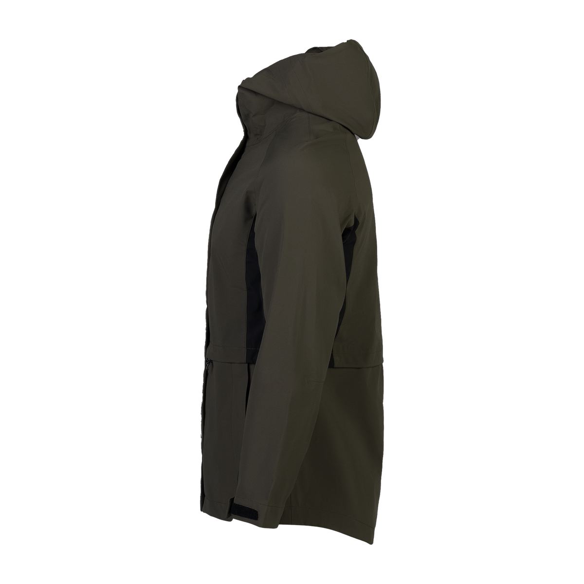 Spika Reign women's hooded jacket in Olive Summit/Black, side profile view