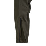 Spika Reign women's pants in Olive Summit, close-up of the side ankle zip opened