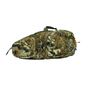 Spika Drover II Waist Pack in Biarri Camo, front view of the twin zip pockets and carry handle