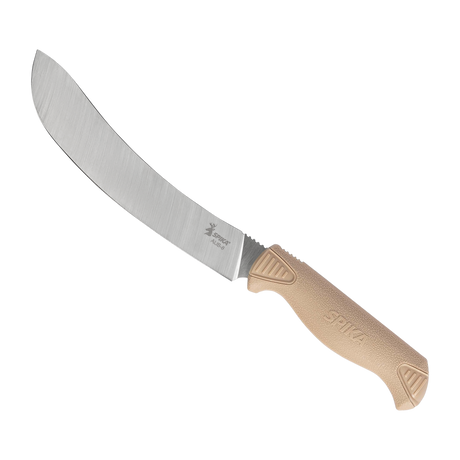 Spika Fieldcraft Cervitaur skinning knife, reverse side view showing the Spika logo on the blade